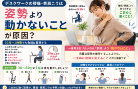 デスクワークの腰痛・首肩こりは姿勢より“動かないこと”が原因？