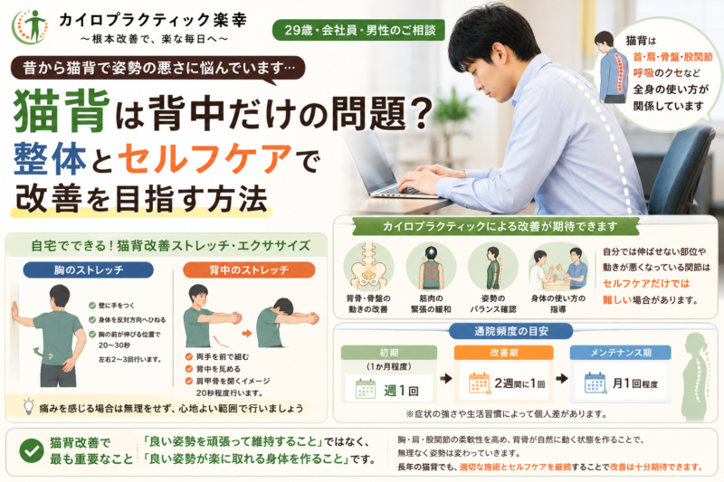 長年の猫背は背中だけの問題？整体とセルフケアで改善を目指す方法